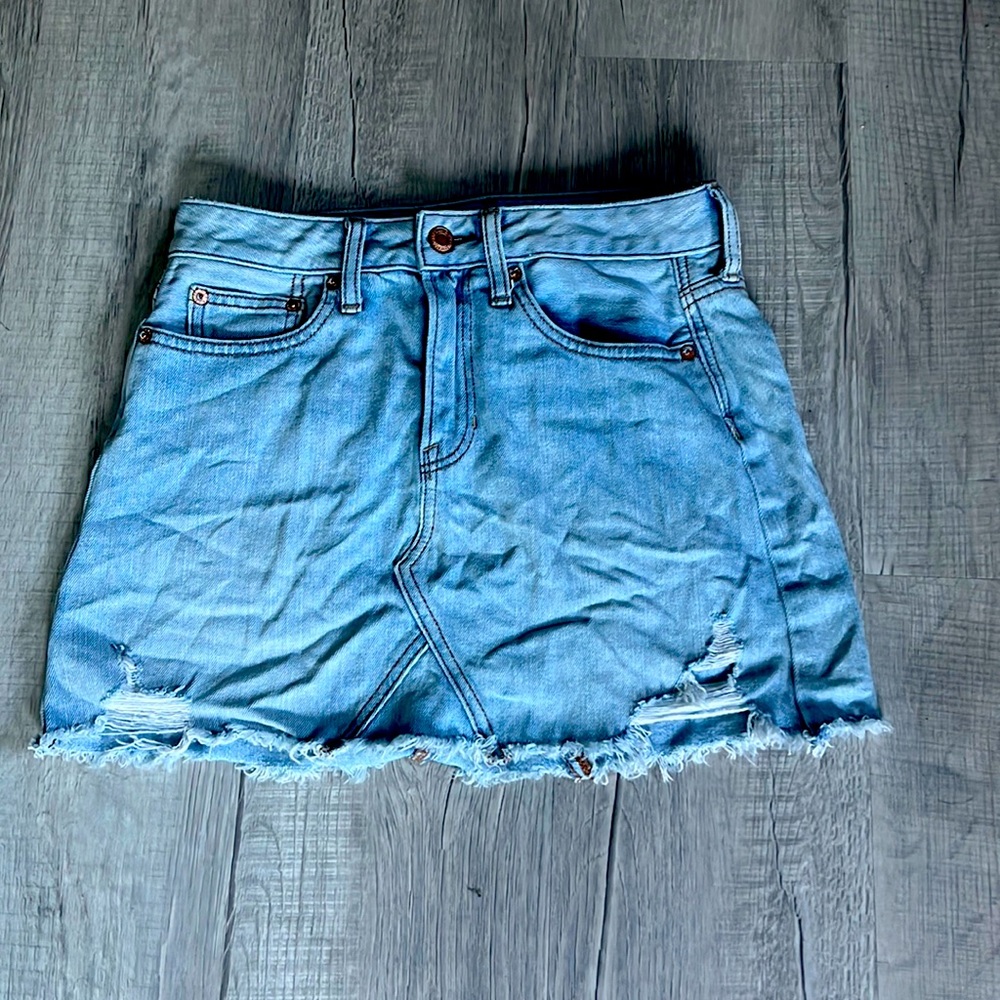 Girls light blue American eagle denim skirt